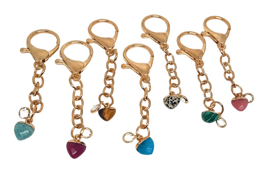 Stone Heart Chain on Large Clasp Ring Adornment