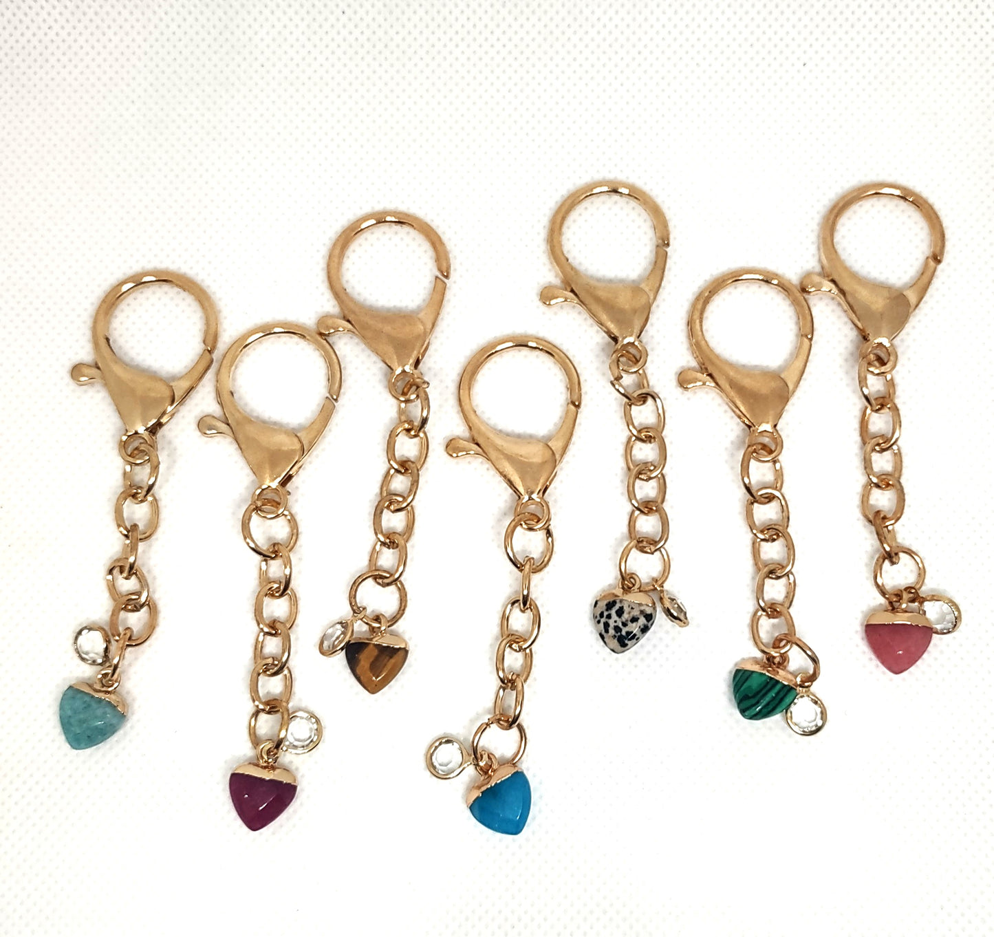 Stone Heart Chain on Large Clasp Ring Adornment