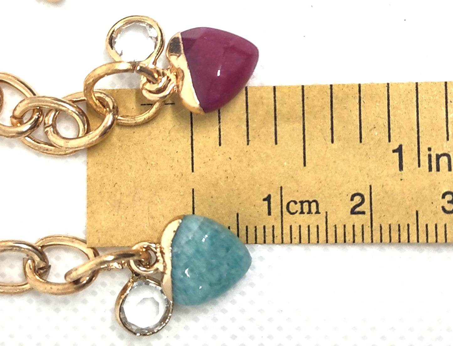 Stone Heart Chain on Large Clasp Ring Adornment