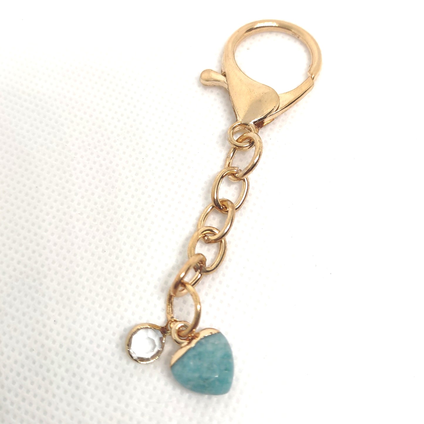 Stone Heart Chain on Large Clasp Ring Adornment