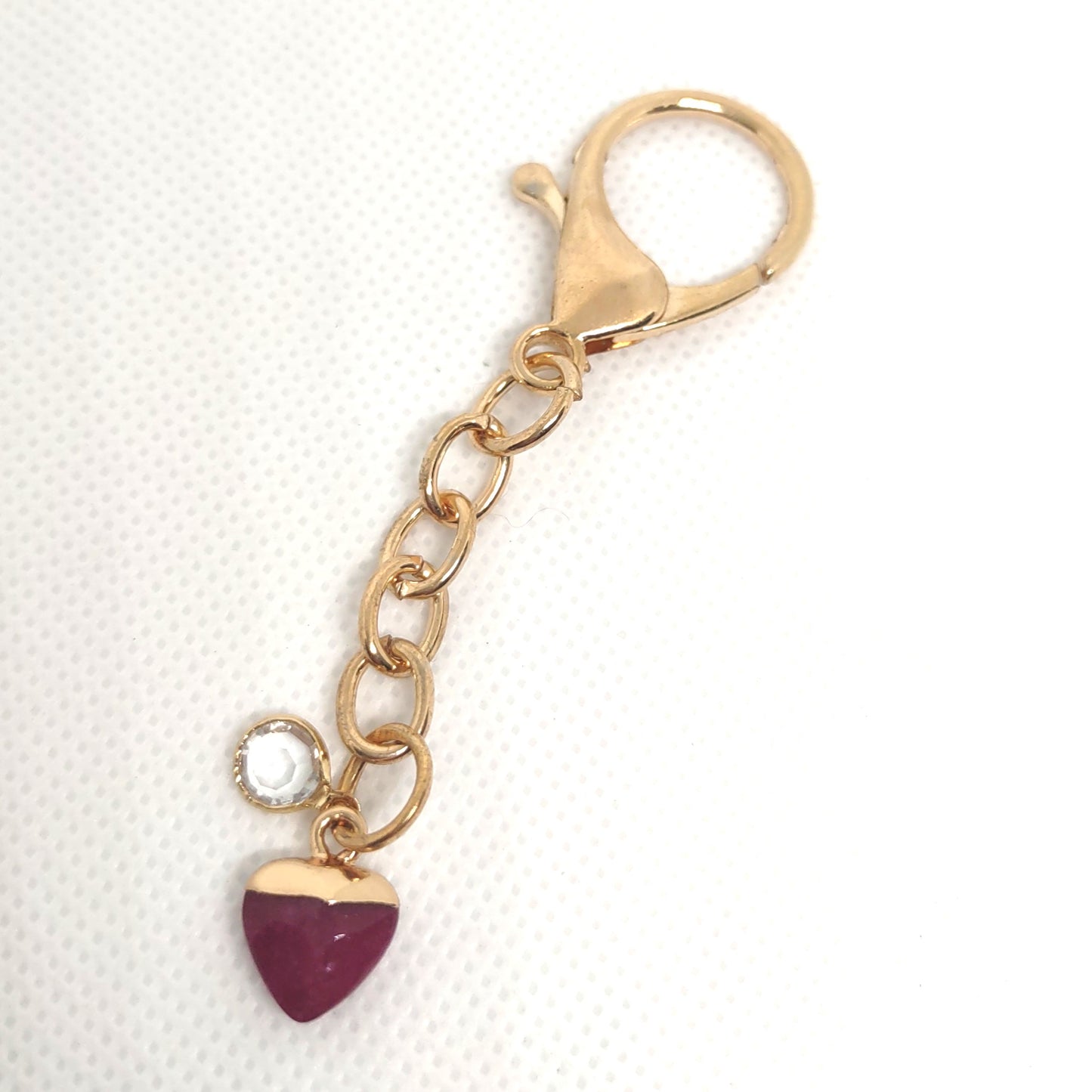 Stone Heart Chain on Large Clasp Ring Adornment