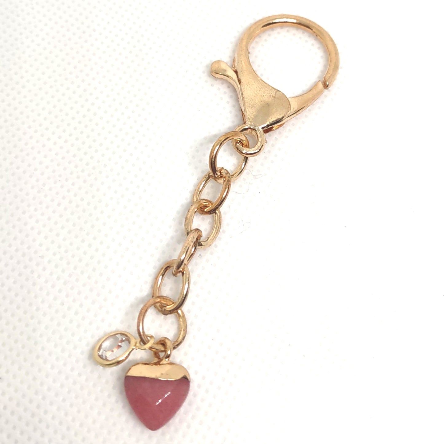 Stone Heart Chain on Large Clasp Ring Adornment