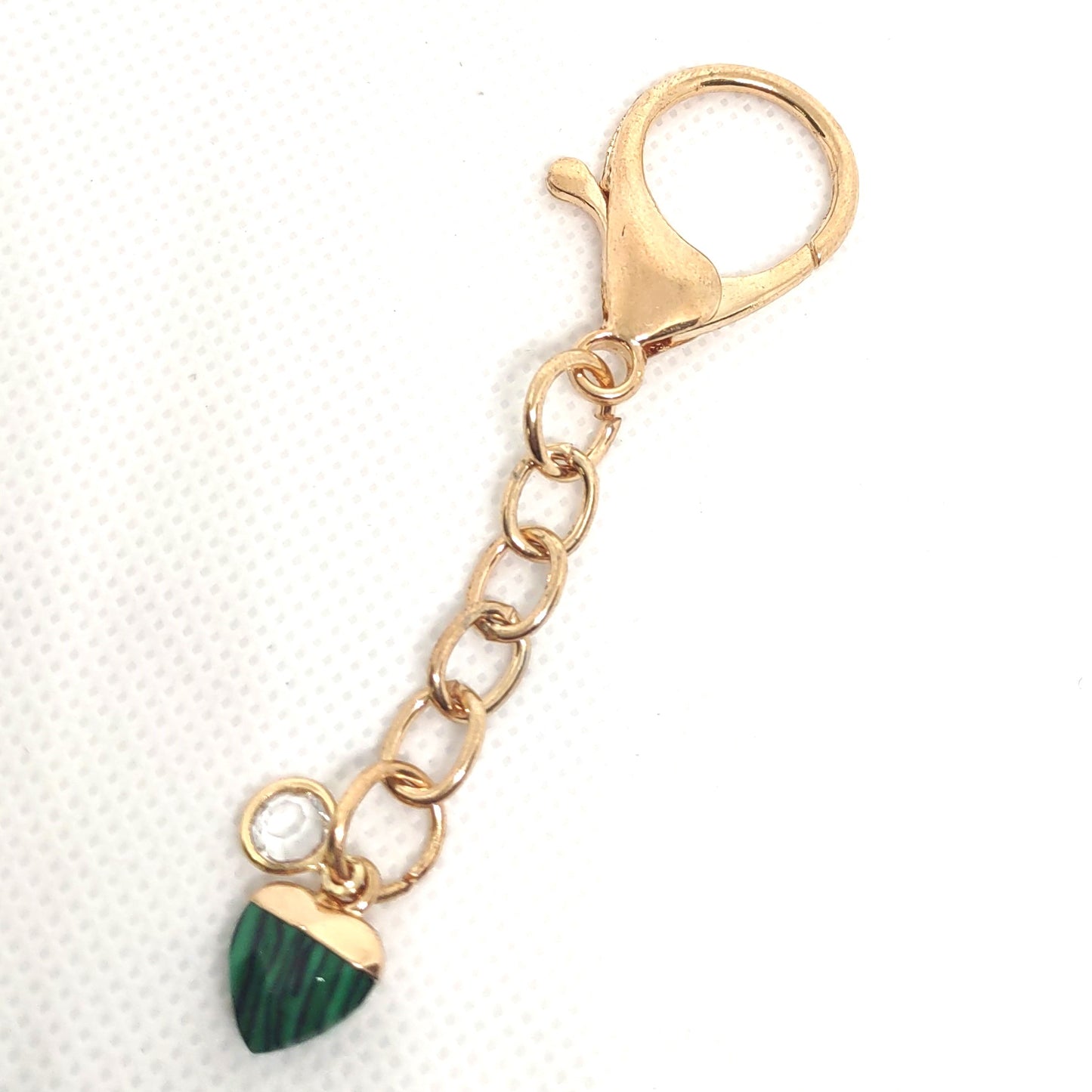 Stone Heart Chain on Large Clasp Ring Adornment