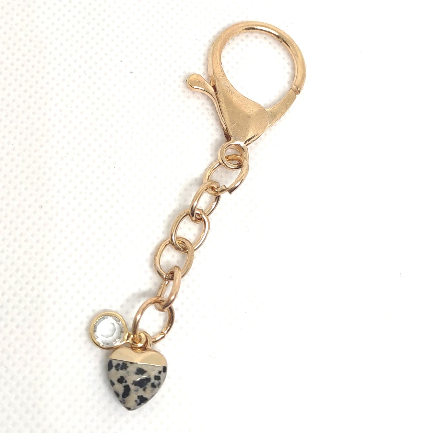 Stone Heart Chain on Large Clasp Ring Adornment