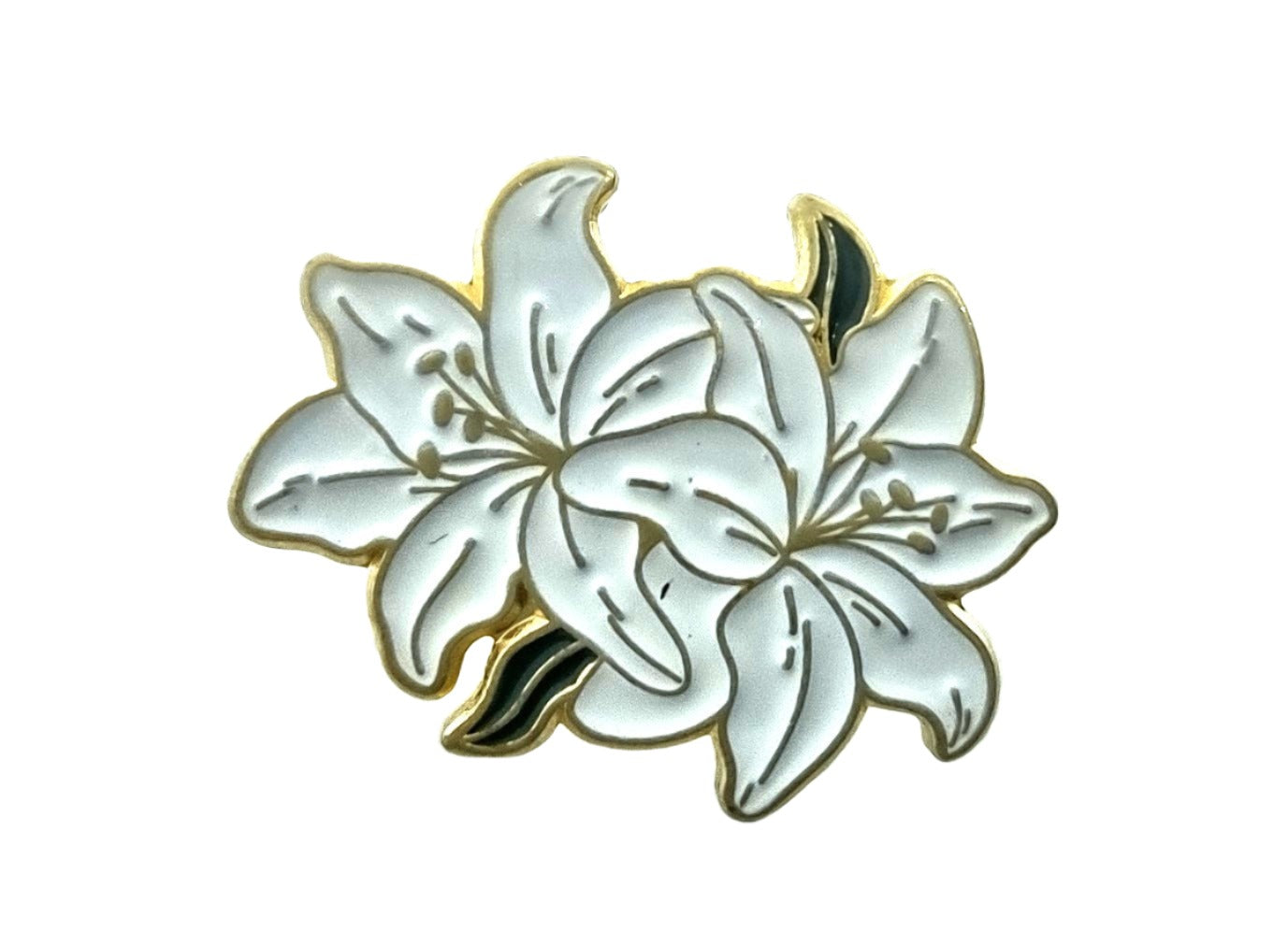 White Lily Flower Pin