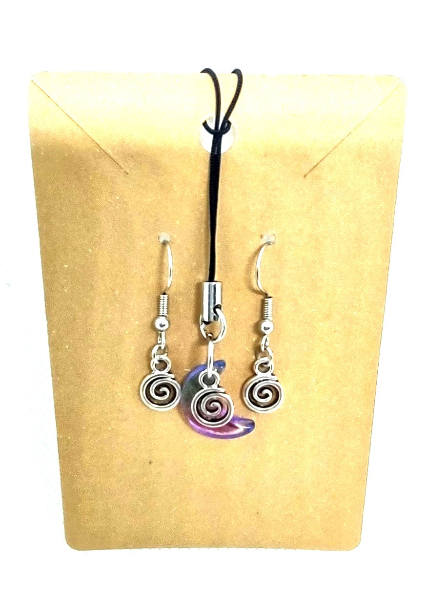 Moon Swirl Adornment on Rope Ring & Earring Set