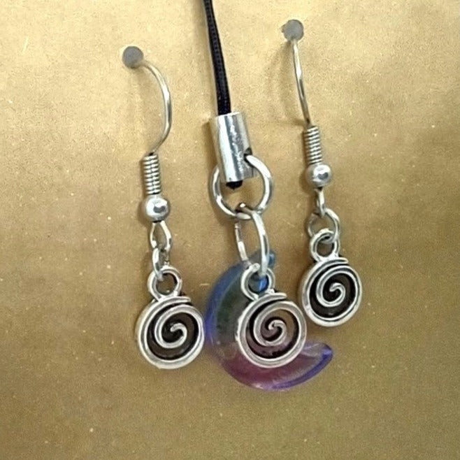 Moon Swirl Adornment on Rope Ring & Earring Set