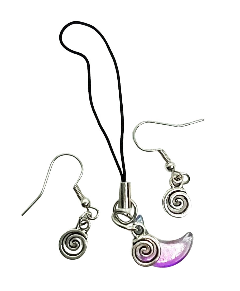 Moon Swirl Adornment on Rope Ring & Earring Set