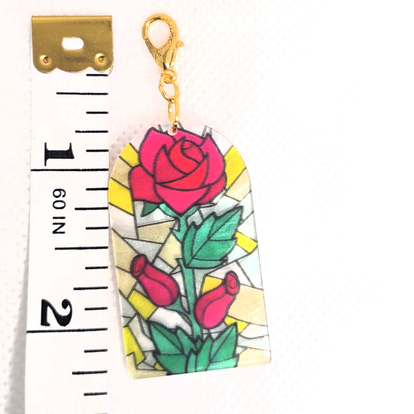 Stained Glass Style Rose Flower Design Acrylic Adornment