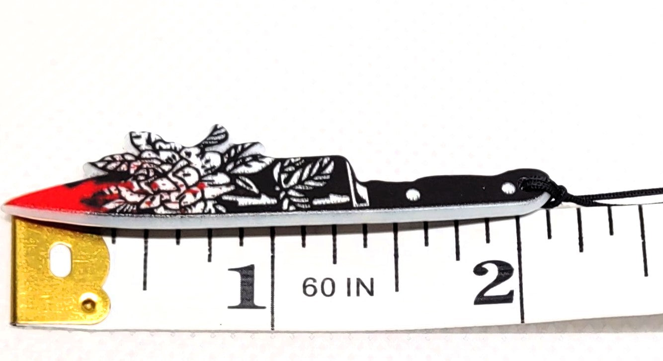 Flower Decorated Bloody Butcher Knife Acrylic Halloween Dagger Adornment