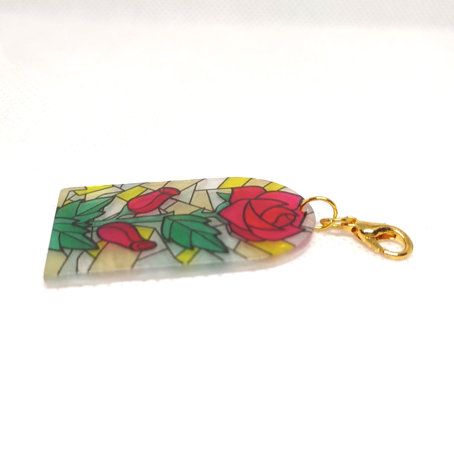 Stained Glass Style Rose Flower Design Acrylic Adornment