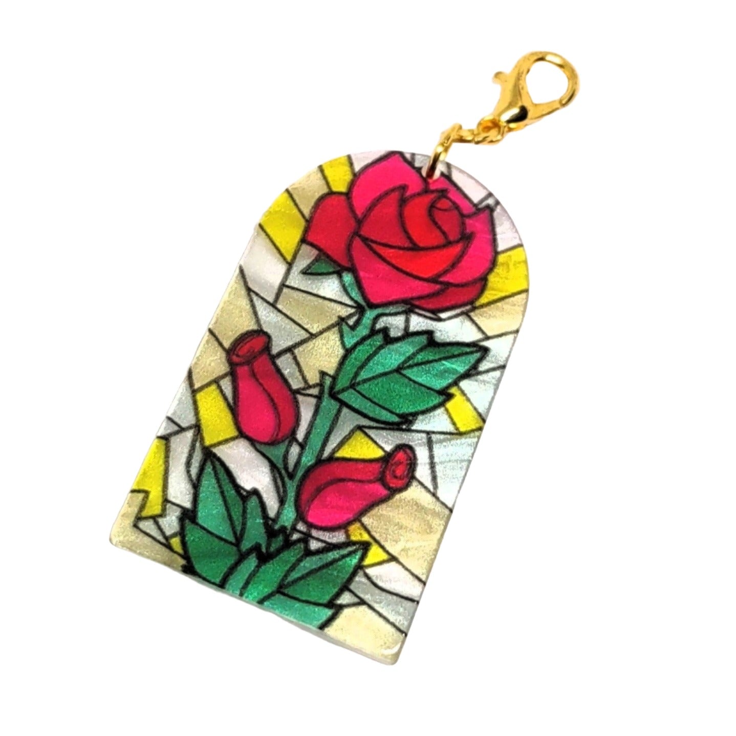 Stained Glass Style Rose Flower Design Acrylic Adornment