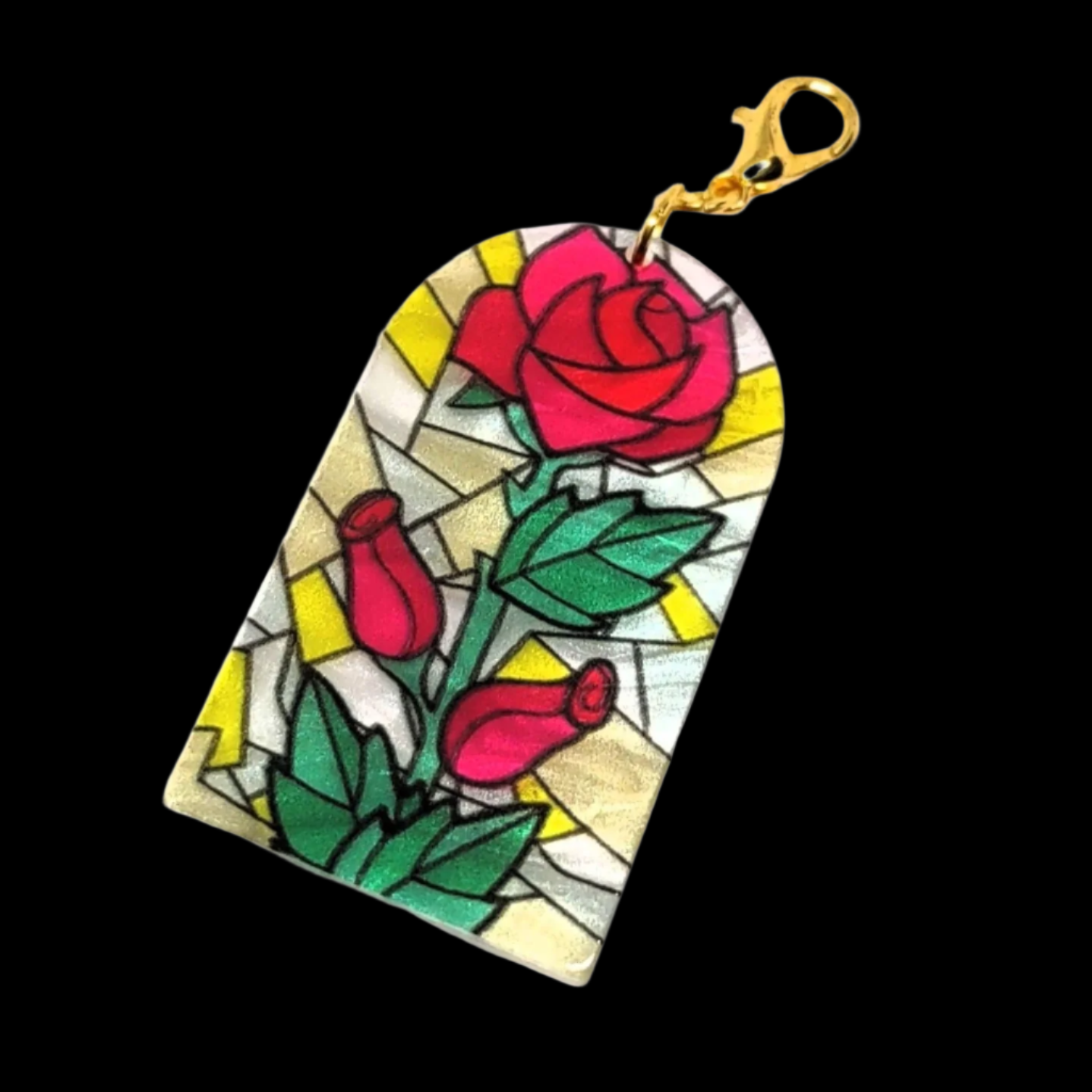 Stained Glass Style Rose Flower Design Acrylic Adornment