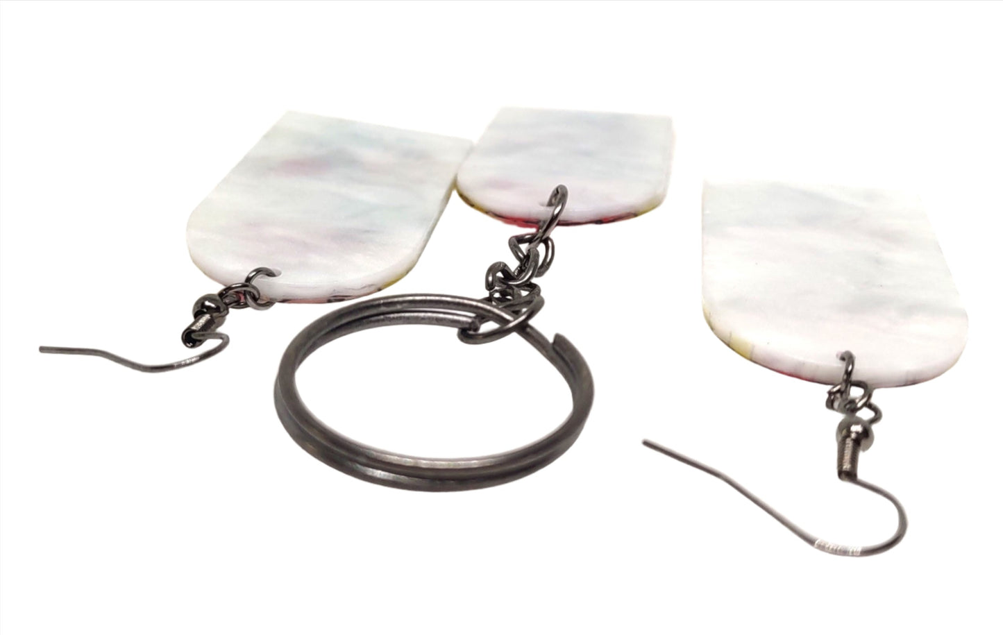 Flower Design Stained Glass Style Acrylic Chain Ring Adornment and Earring Set