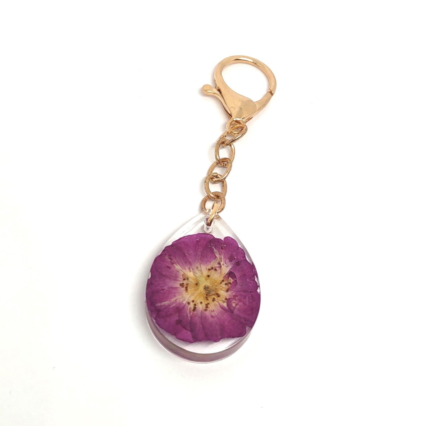 Purple Flower Hand Poured Resin Tear Drop Adornment