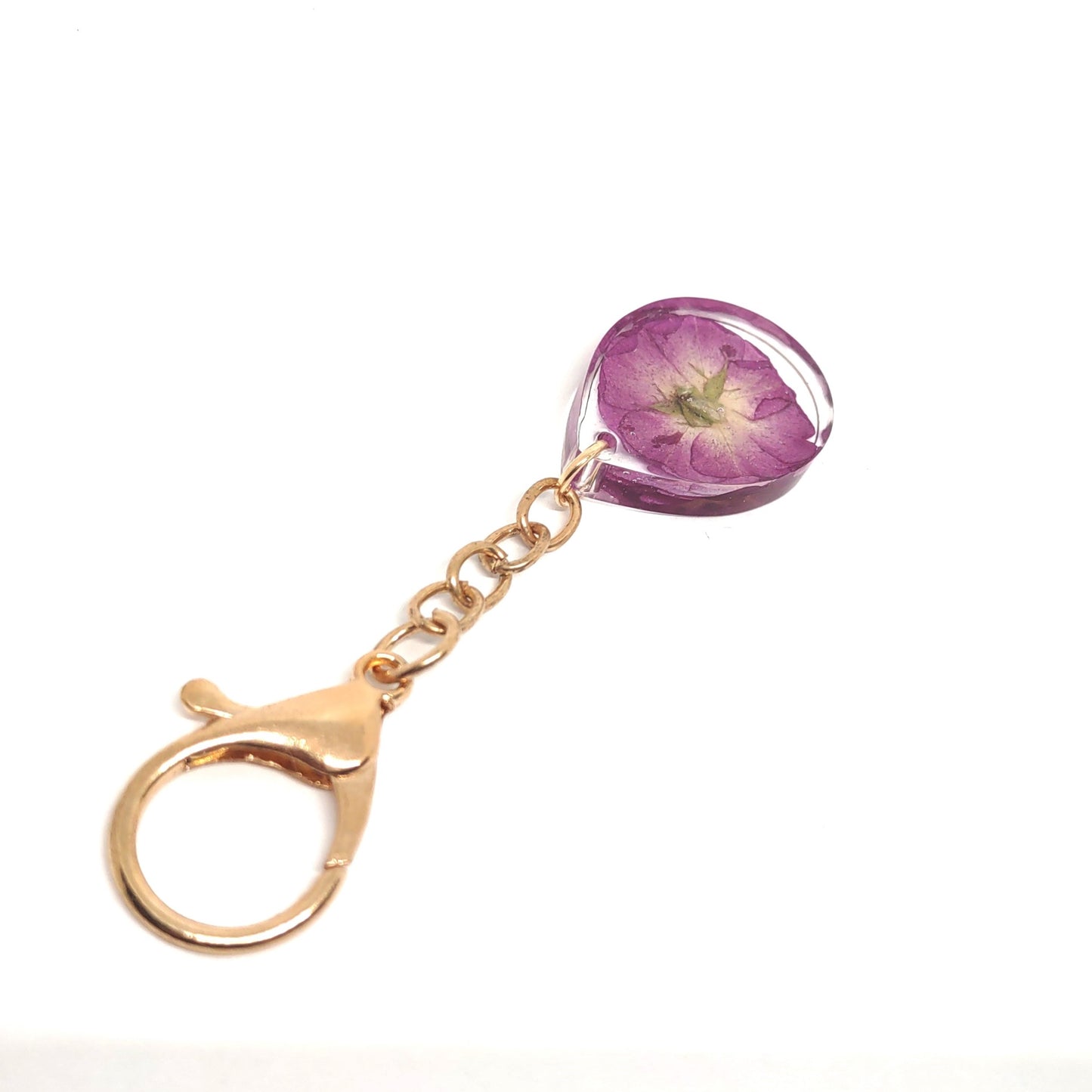 Purple Flower Hand Poured Resin Tear Drop Adornment