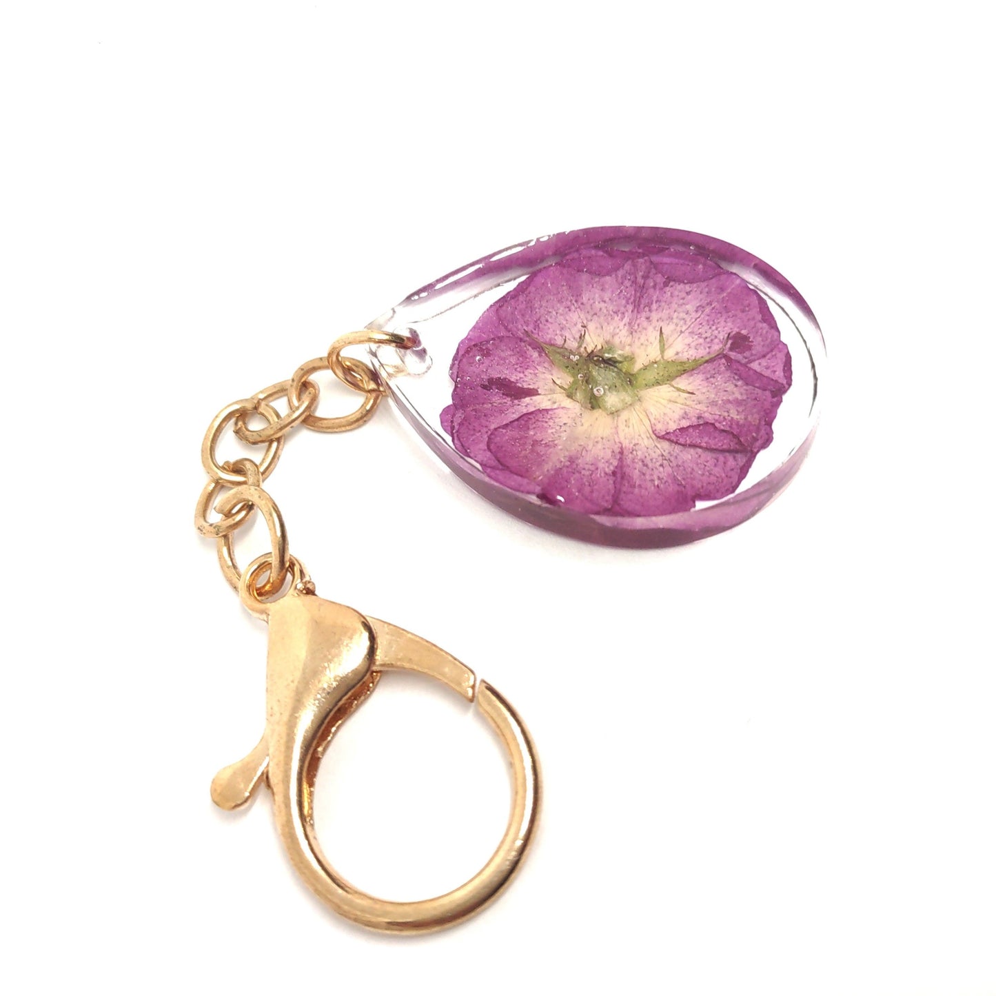 Purple Flower Hand Poured Resin Tear Drop Adornment