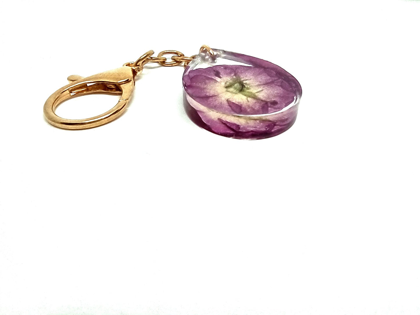 Purple Flower Hand Poured Resin Tear Drop Adornment