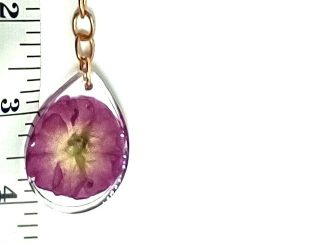 Purple Flower Hand Poured Resin Tear Drop Adornment