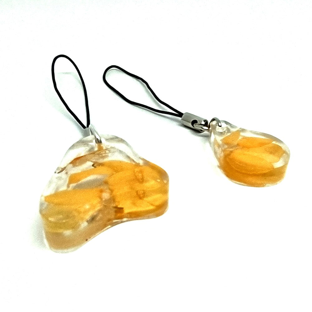 Orange Flower Petal Resin Abstract Adornment Set