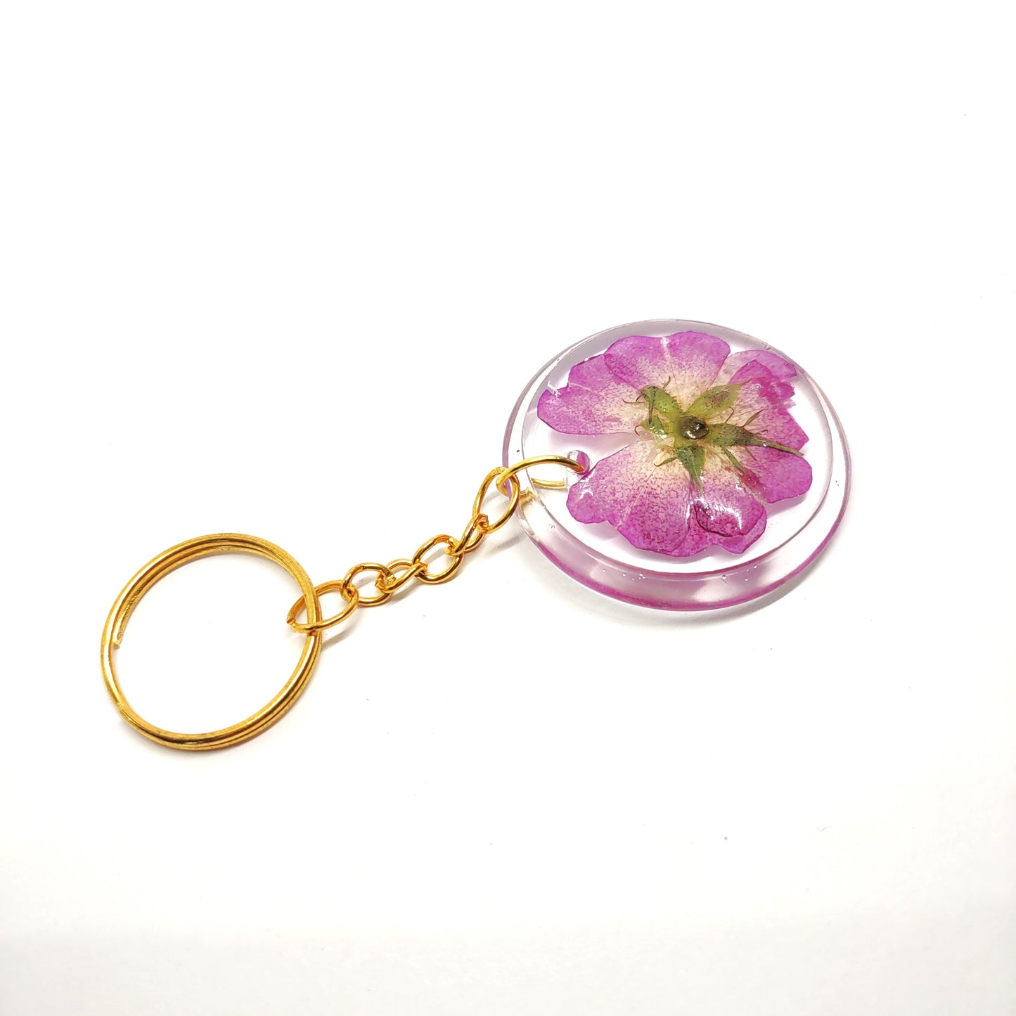 Purple Flower Round Resin Adornment Chain Ring