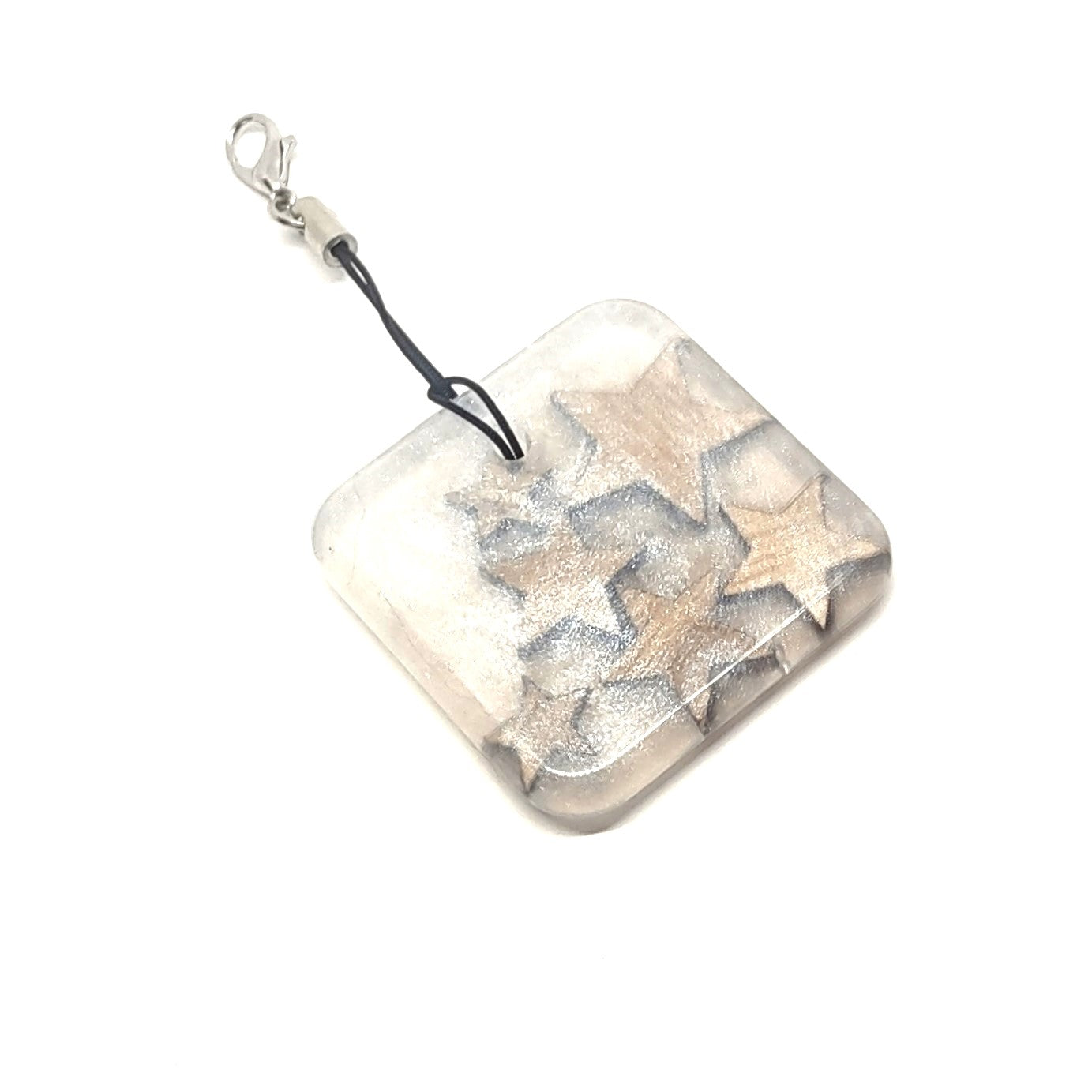 Wood Stars Encased Resin Square Adornment