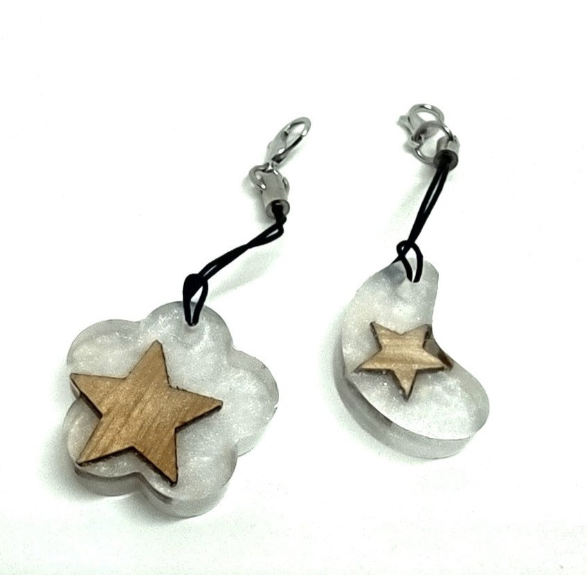 Wood Star Resin Abstract Adornment Set