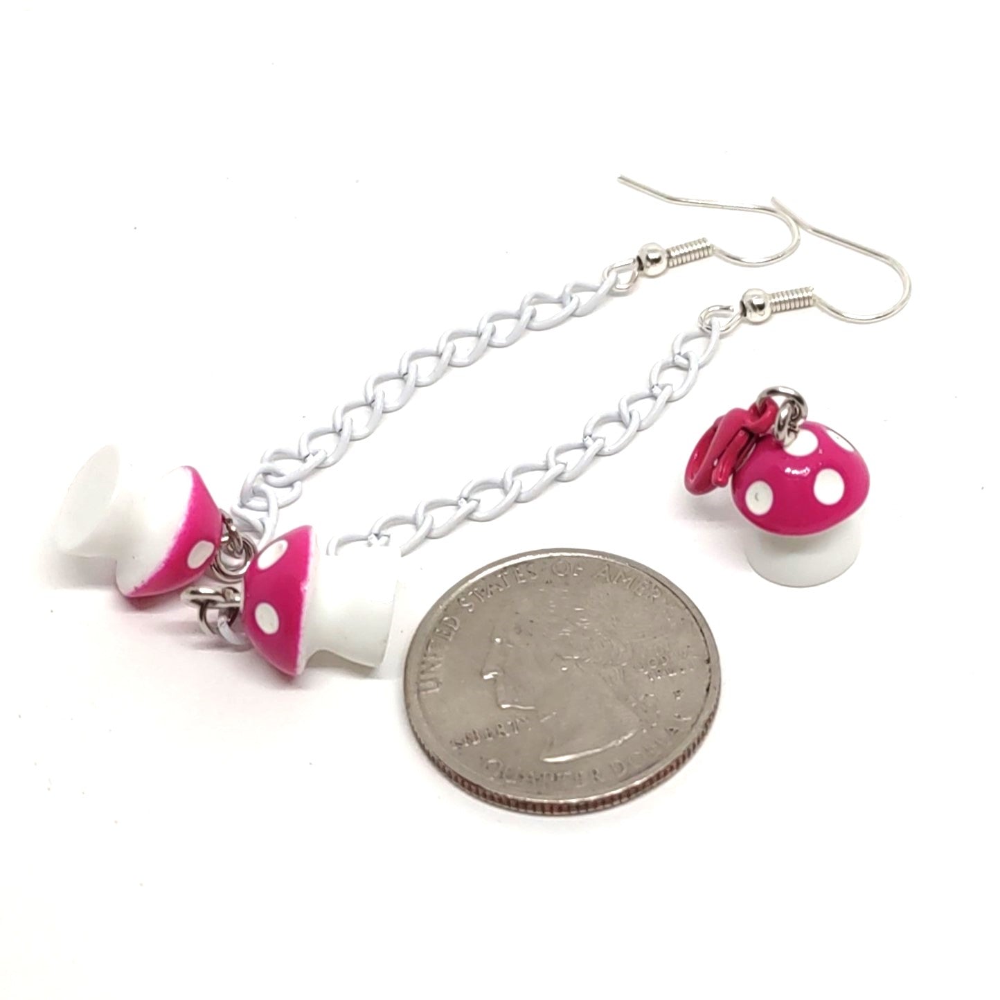 Mushroom Chain Earrings & Adornment Set Pink