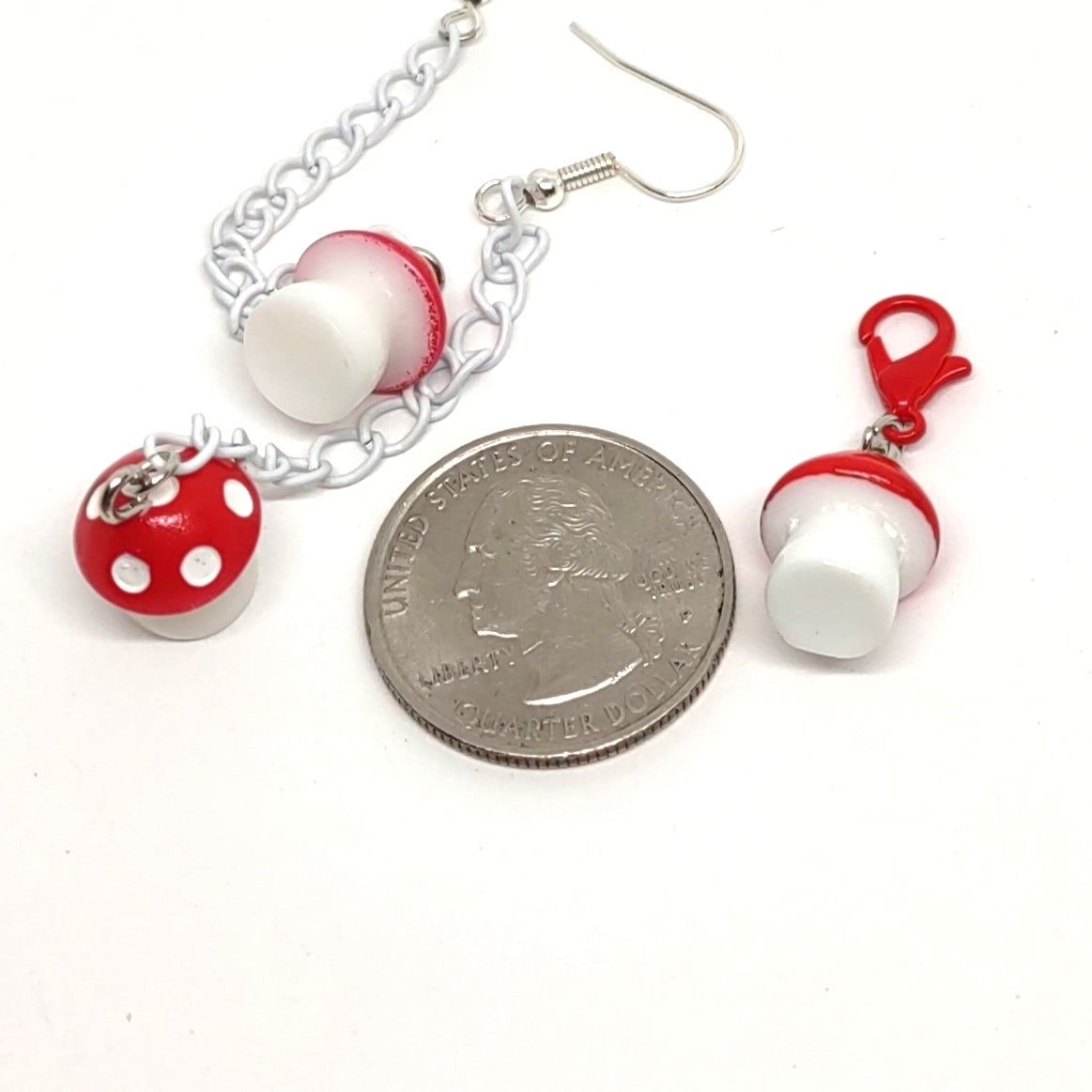 Mushroom Chain Earrings & Adornment Set Red