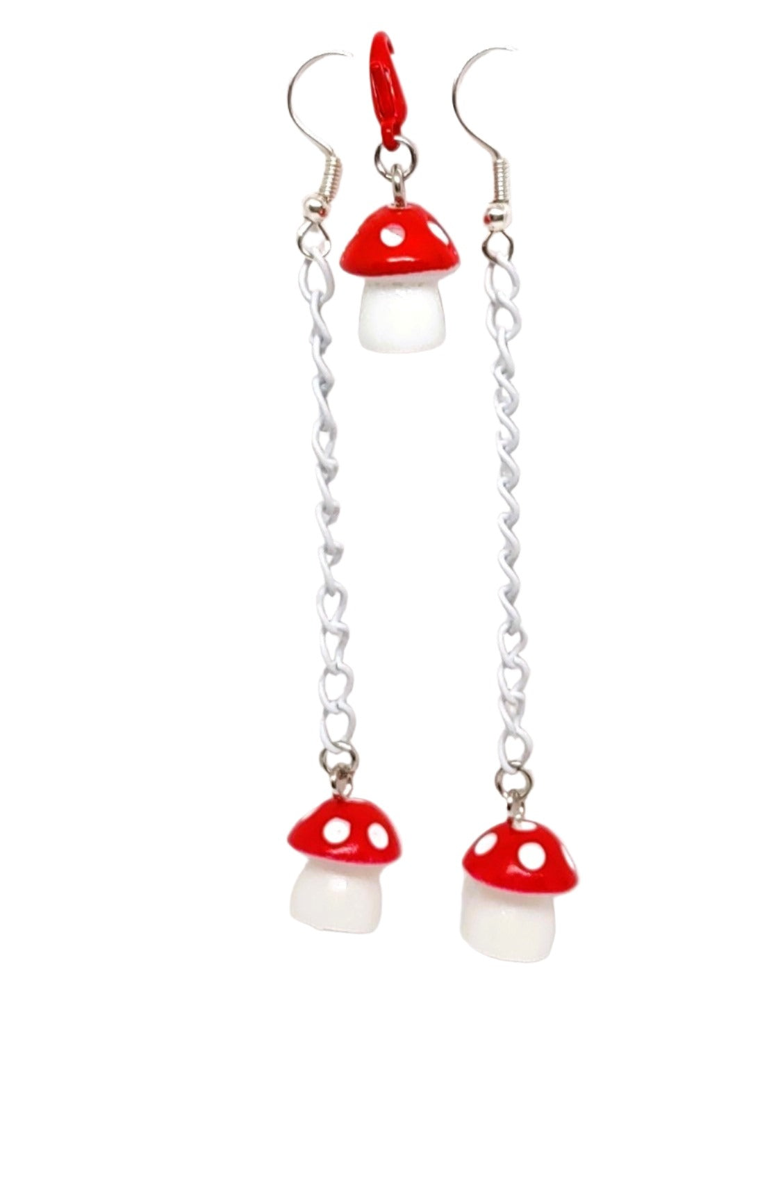 Mushroom Chain Earrings & Adornment Set Red