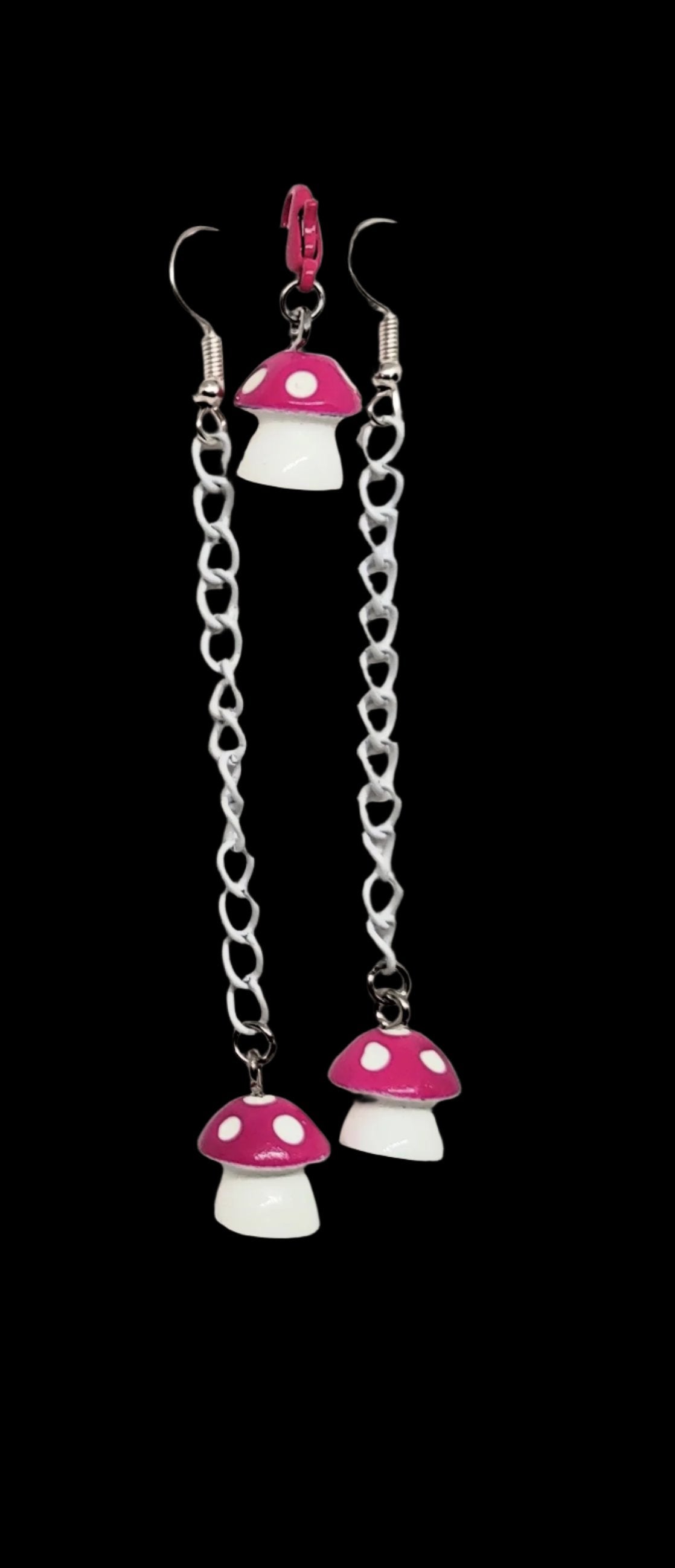 Mushroom Chain Earrings & Adornment Set Pink