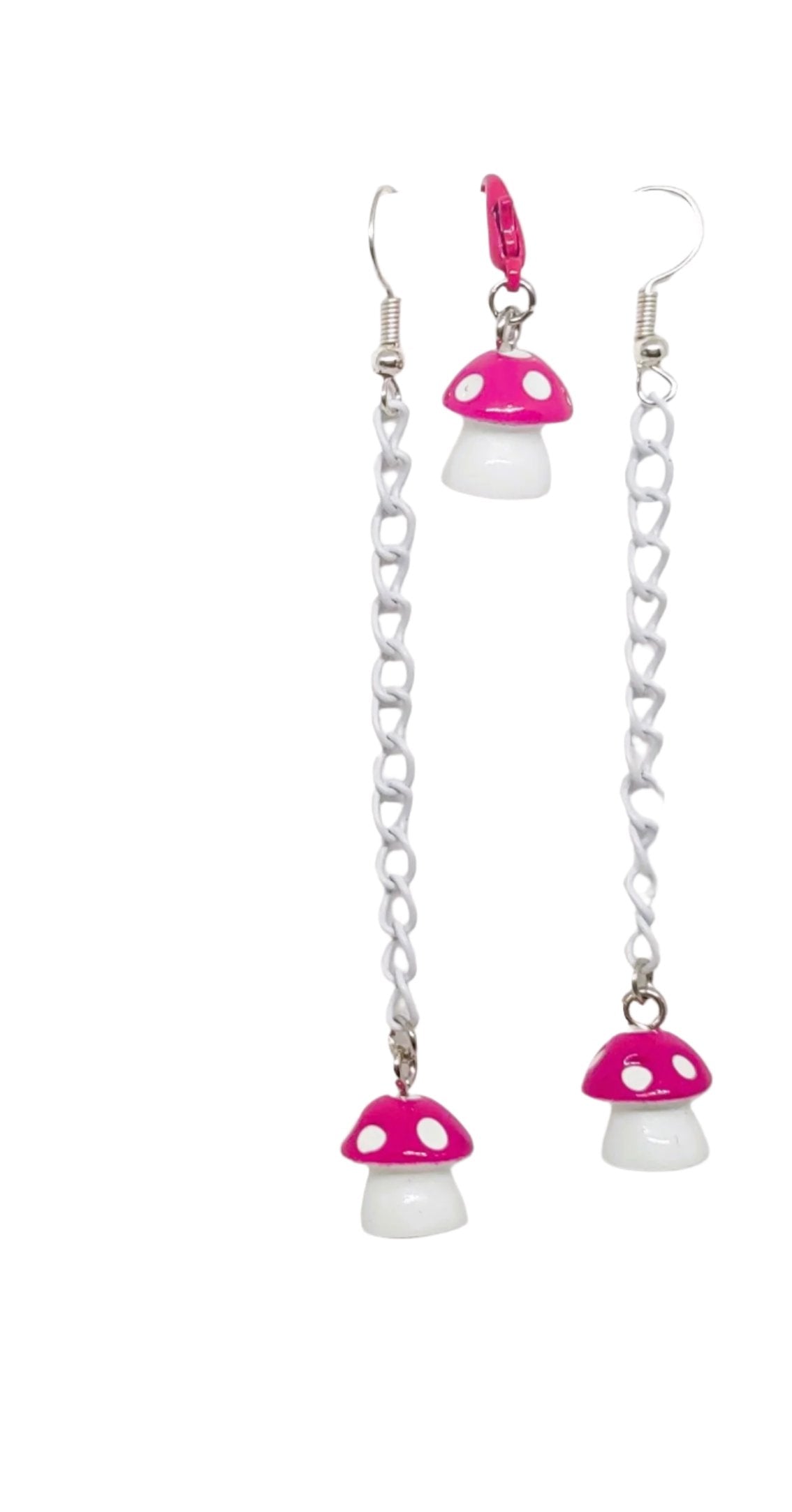 Mushroom Chain Earrings & Adornment Set Pink