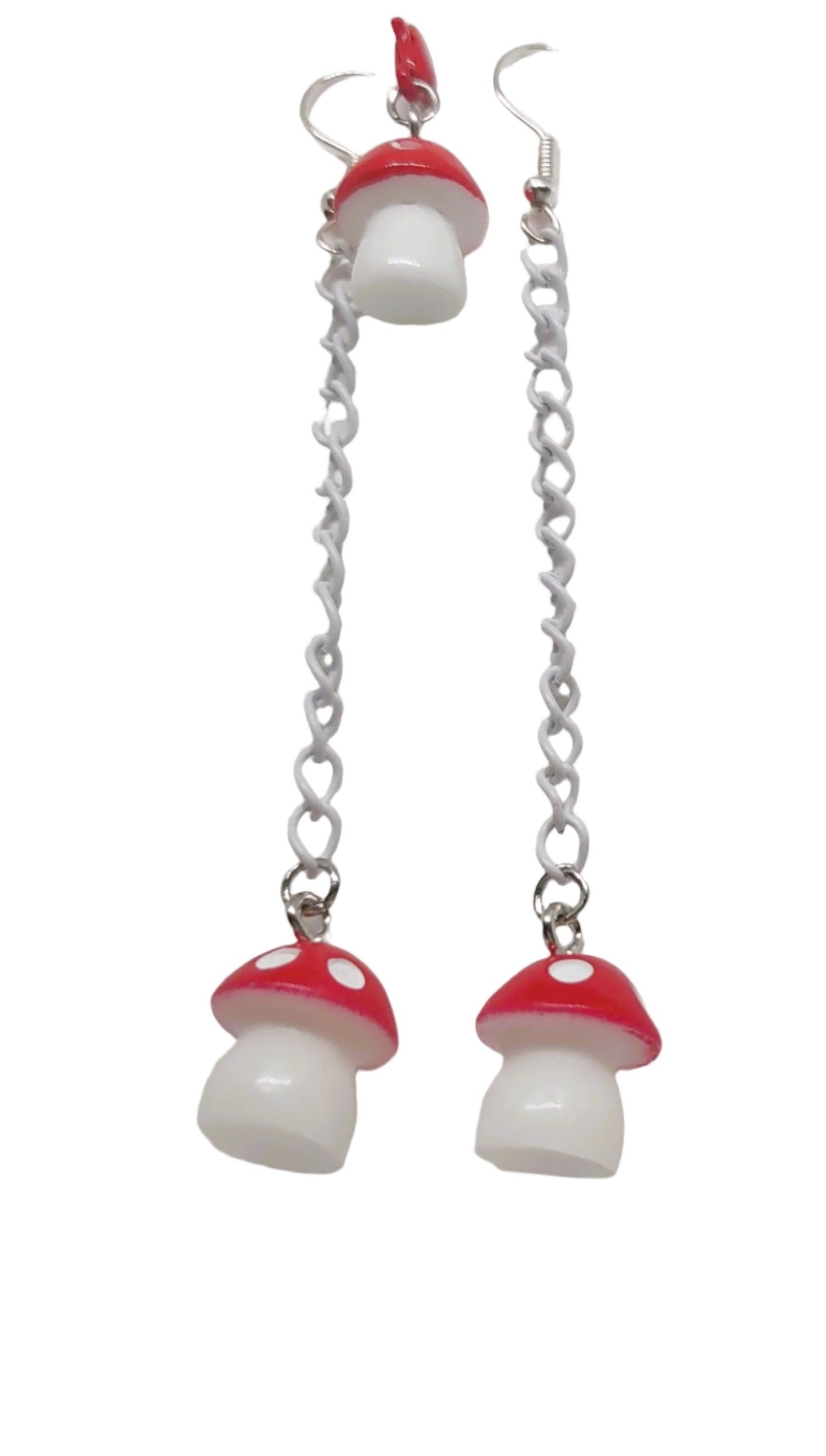 Mushroom Chain Earrings & Adornment Set Red