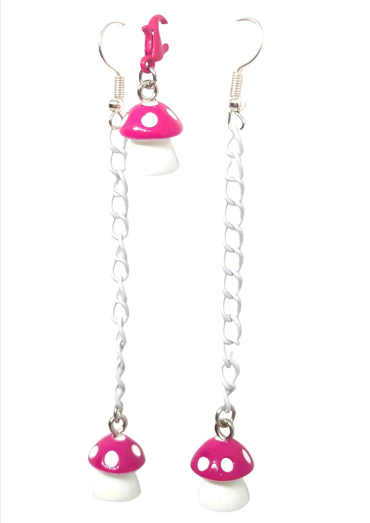 Mushroom Chain Earrings & Adornment Set Pink