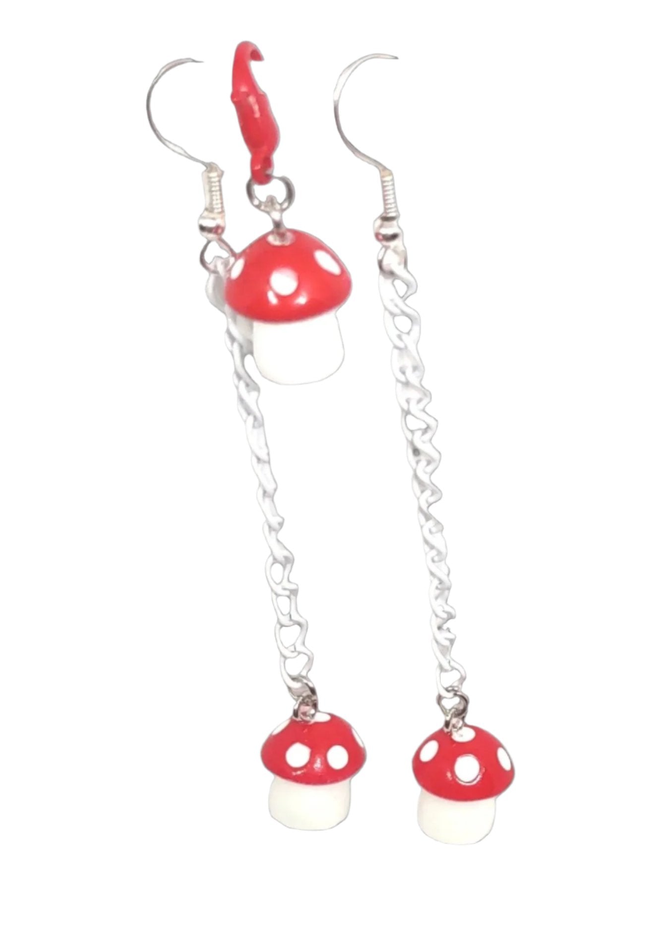 Mushroom Chain Earrings & Adornment Set Red