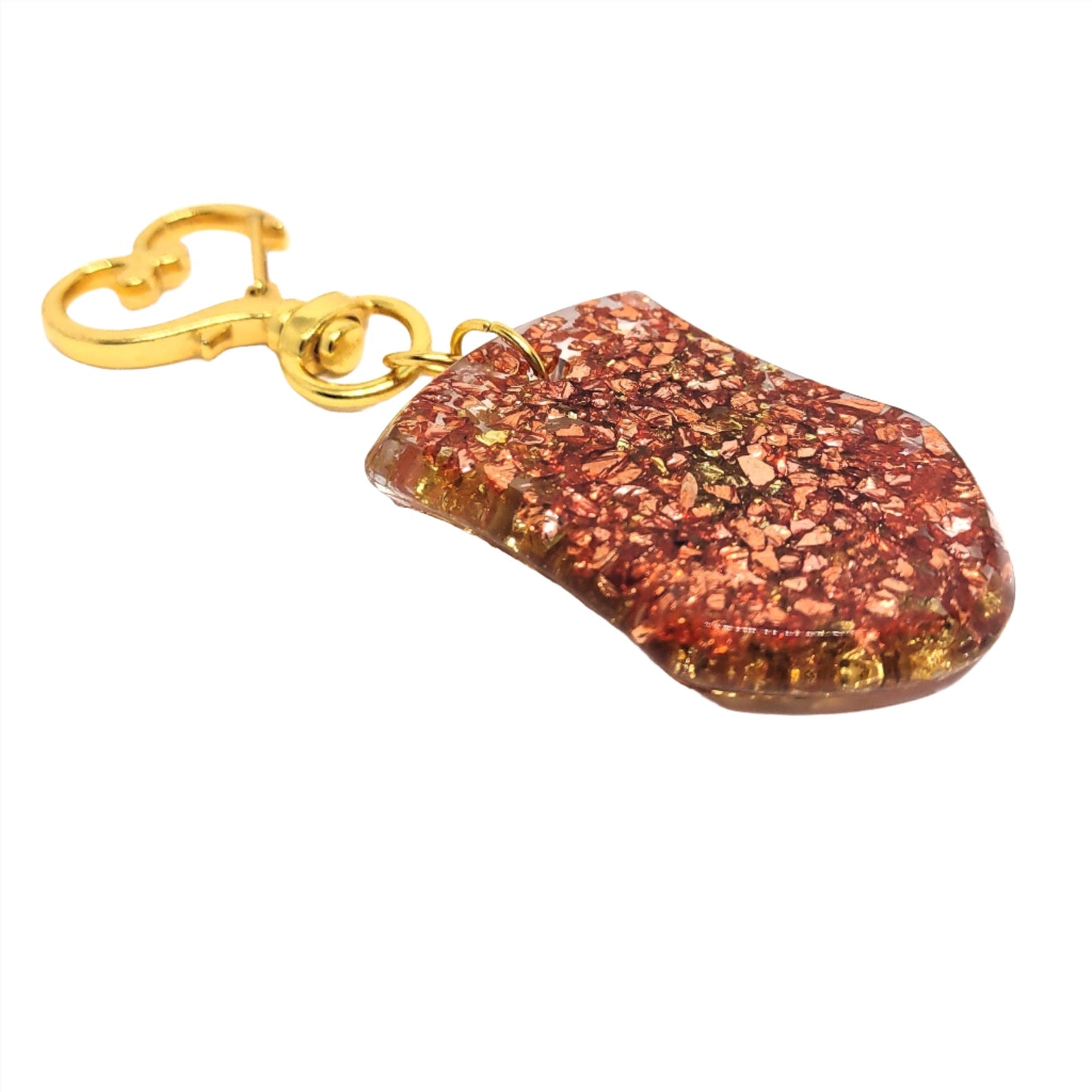 Golden & Copper Stones Shield Resin Textured Adornment on Heart Clasp