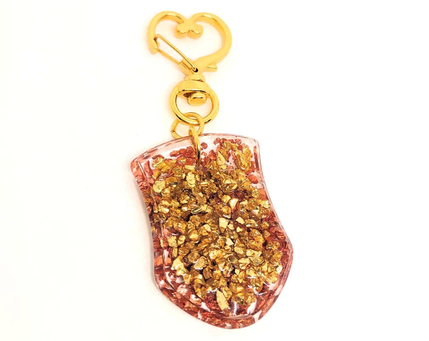 Golden & Copper Stones Shield Resin Textured Adornment on Heart Clasp