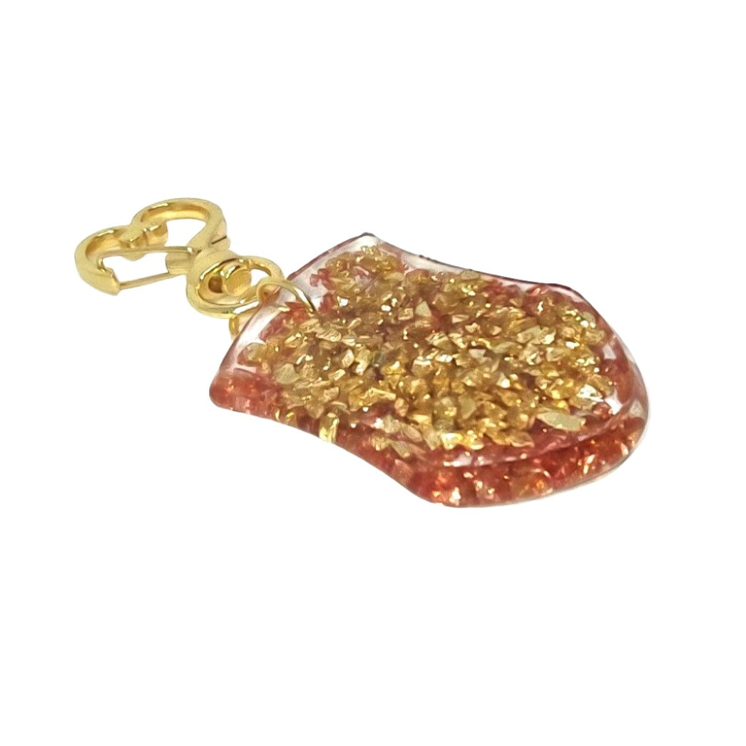 Golden & Copper Stones Shield Resin Textured Adornment on Heart Clasp