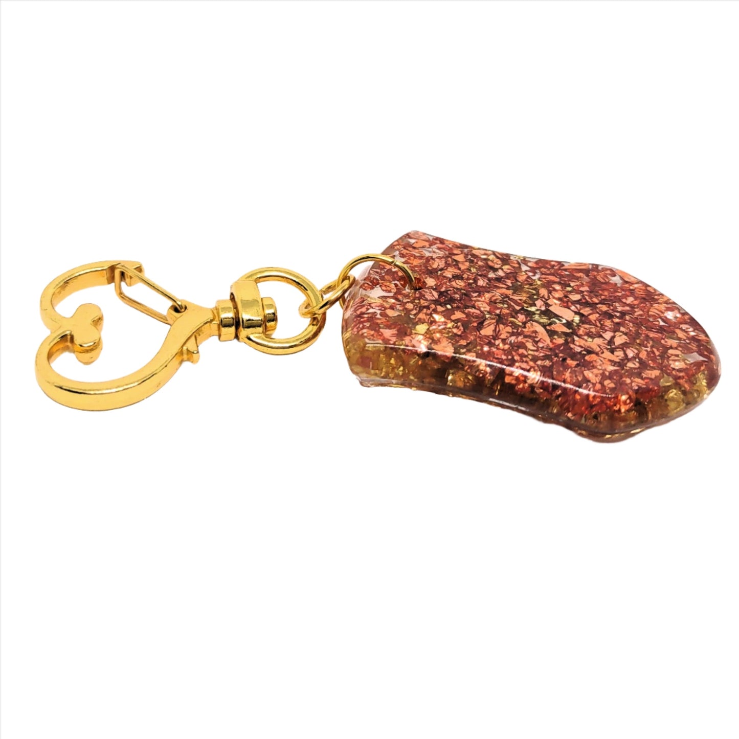 Golden & Copper Stones Shield Resin Textured Adornment on Heart Clasp