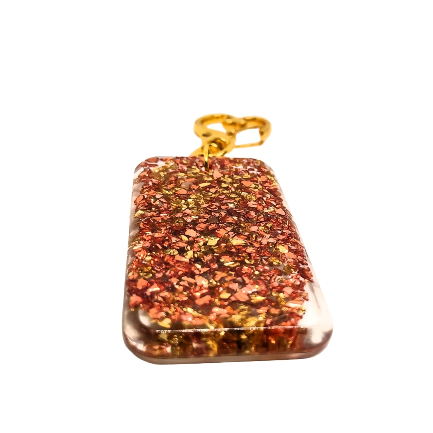 Golden & Copper Stones Rectangle Resin Textured Adornment on Heart Clasp