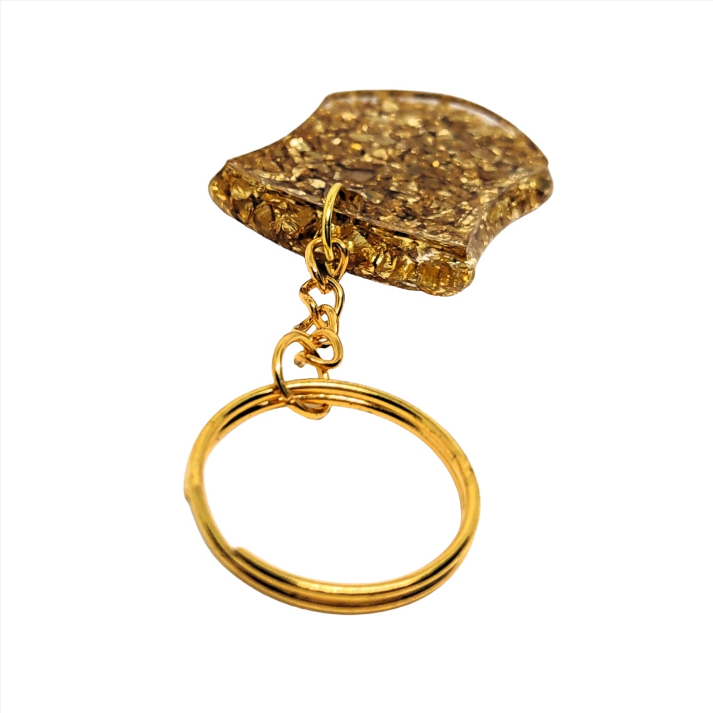 Wood Stars & Golden Stones Resin Shield Adornment on Chain Ring