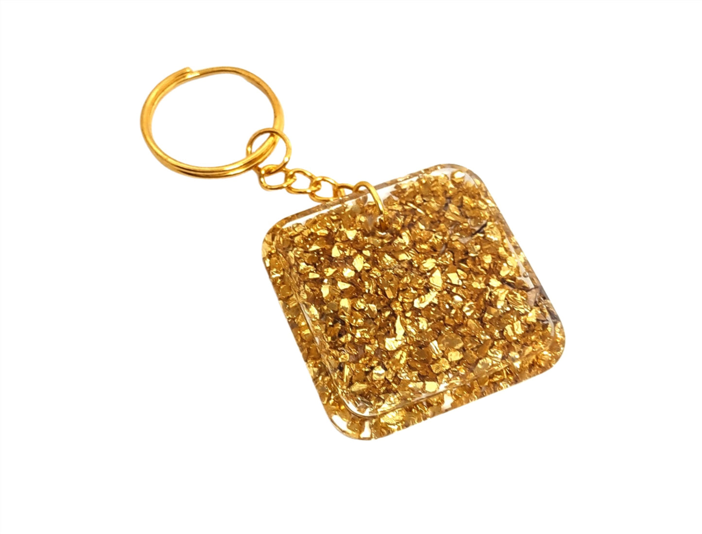 Wood Stars & Golden Stones Encased Resin Square Adornment