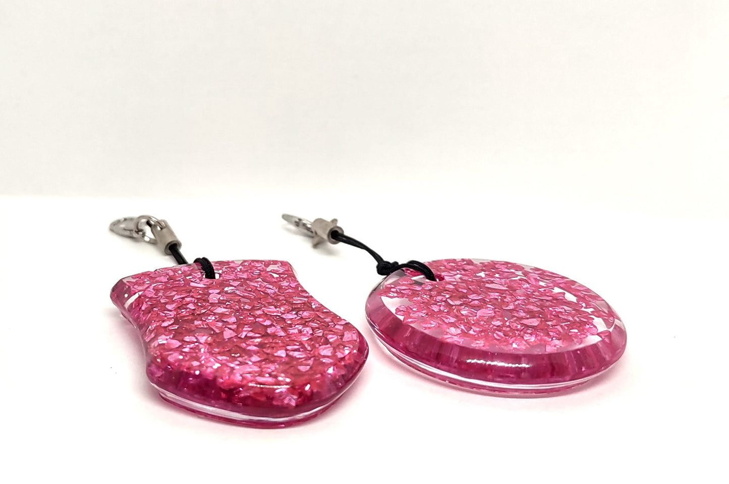 Pink Rock Chips Encased Resin Adornments Set Shield & Round