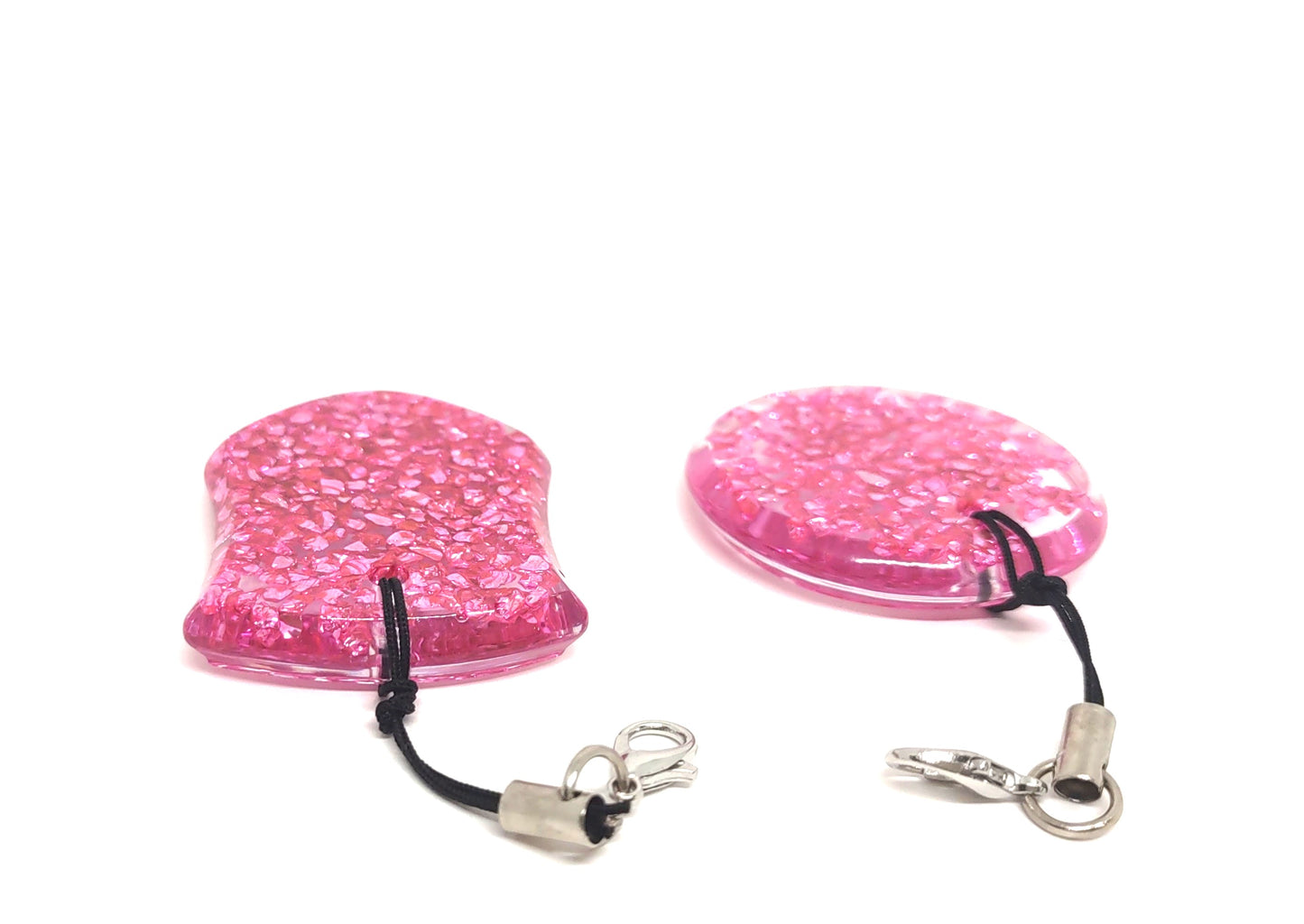 Pink Rock Chips Encased Resin Adornments Set Shield & Round