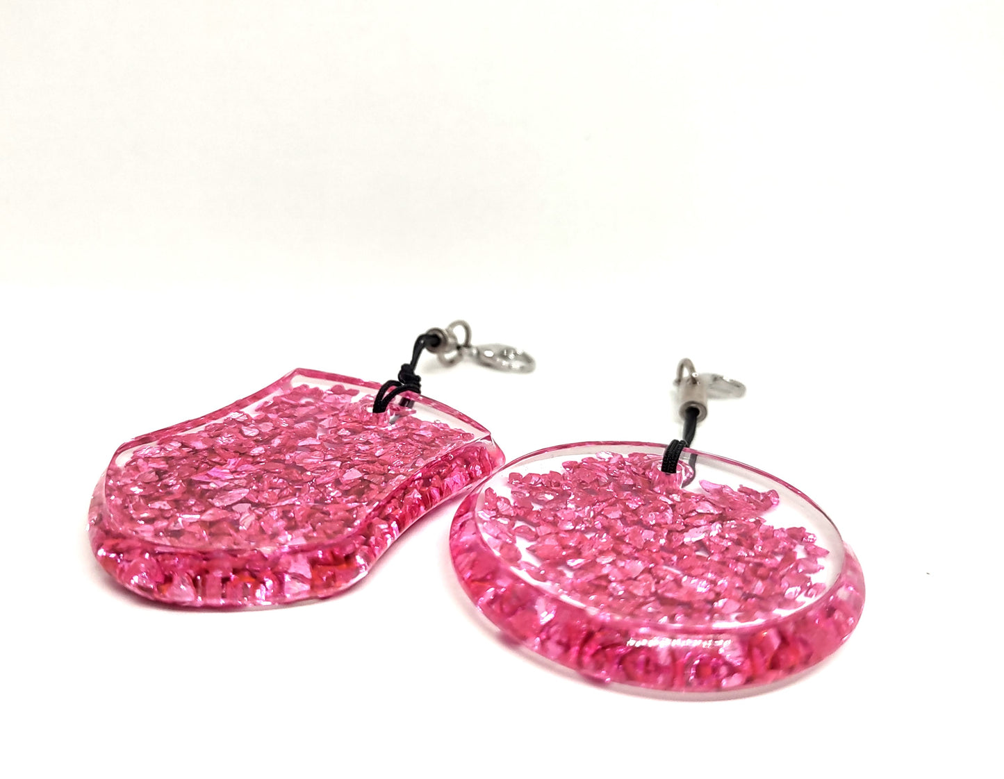 Pink Rock Chips Encased Resin Adornments Set Shield & Round