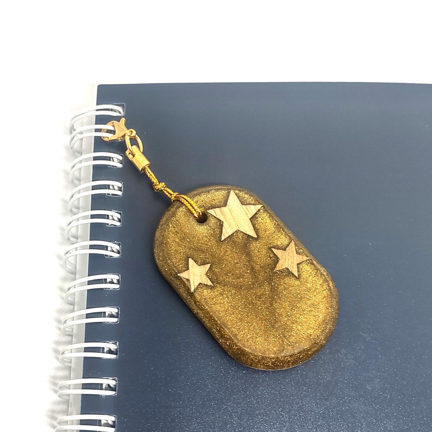 Wood Stars Golden Resin Adornment