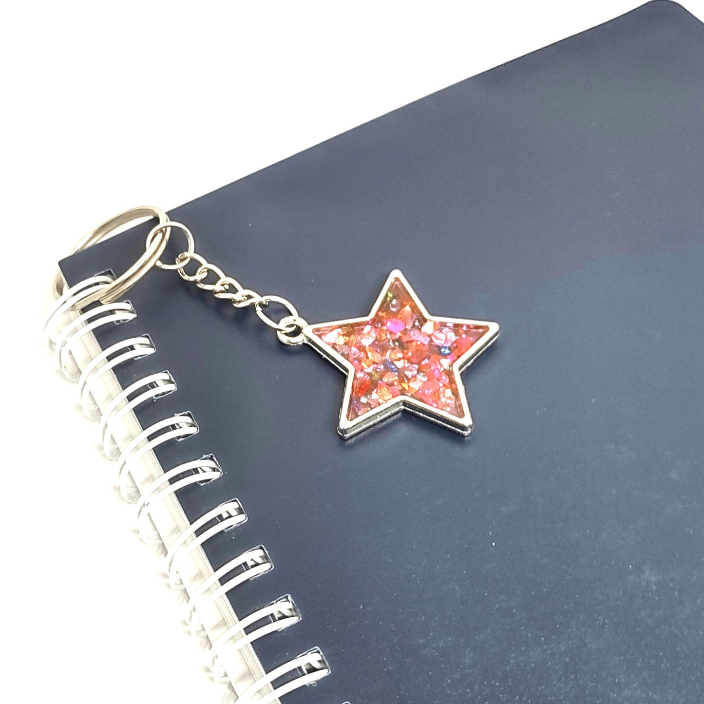 Multicolored Stone Resin Star Adornment on Chain Ring