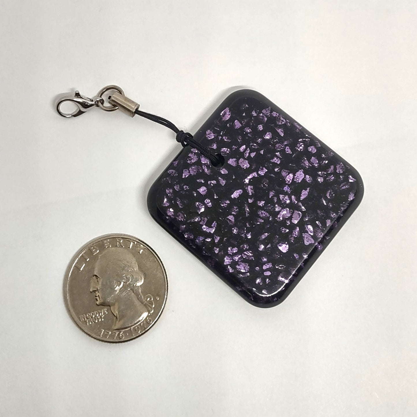 Purple Stones Encased in Resin Square Adornment