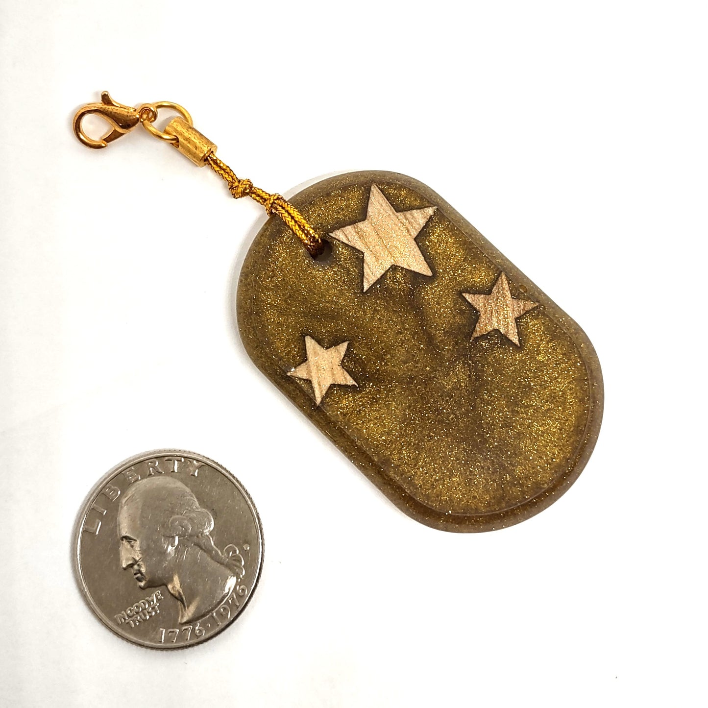 Wood Stars Golden Resin Adornment