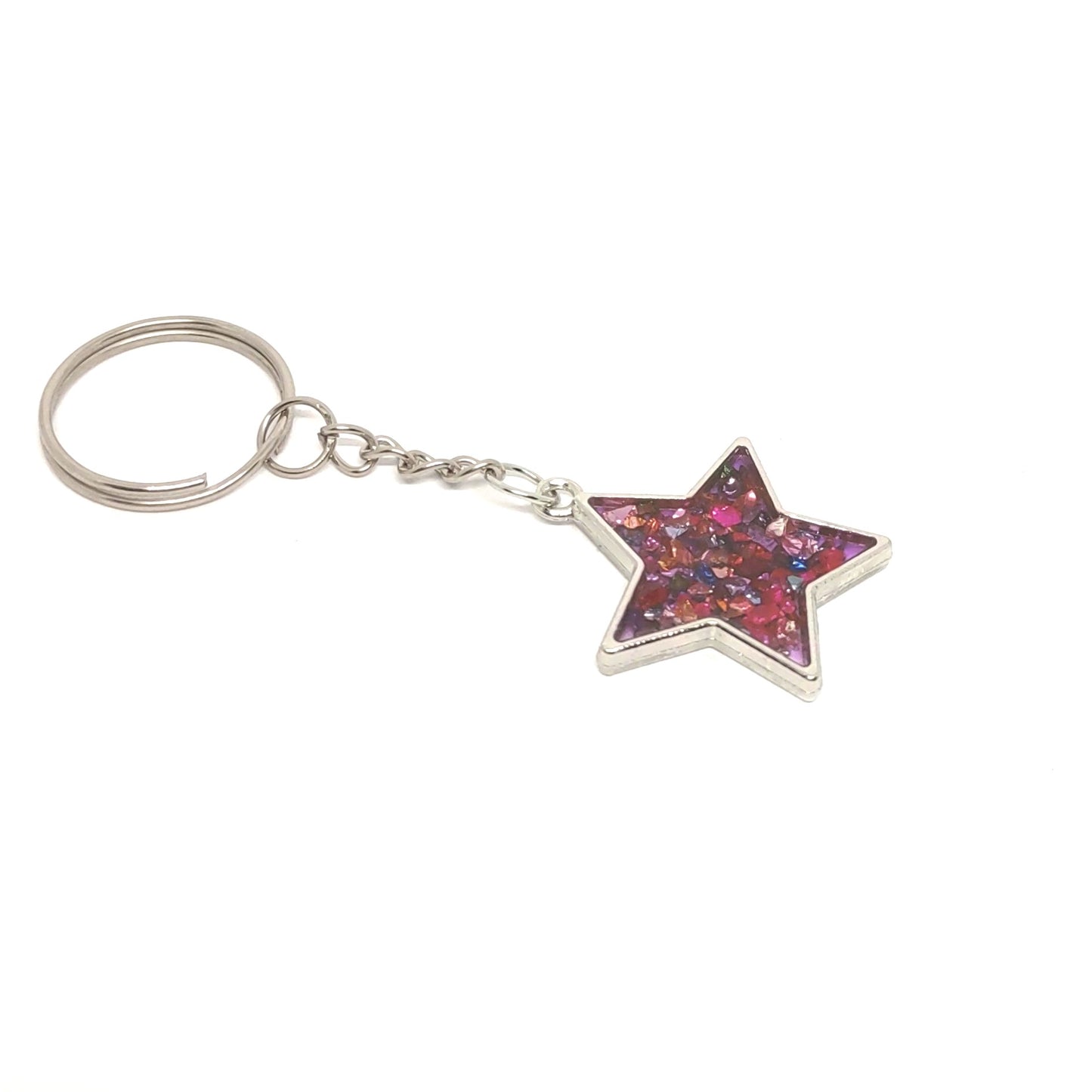 Multicolored Stone Resin Star Adornment on Chain Ring